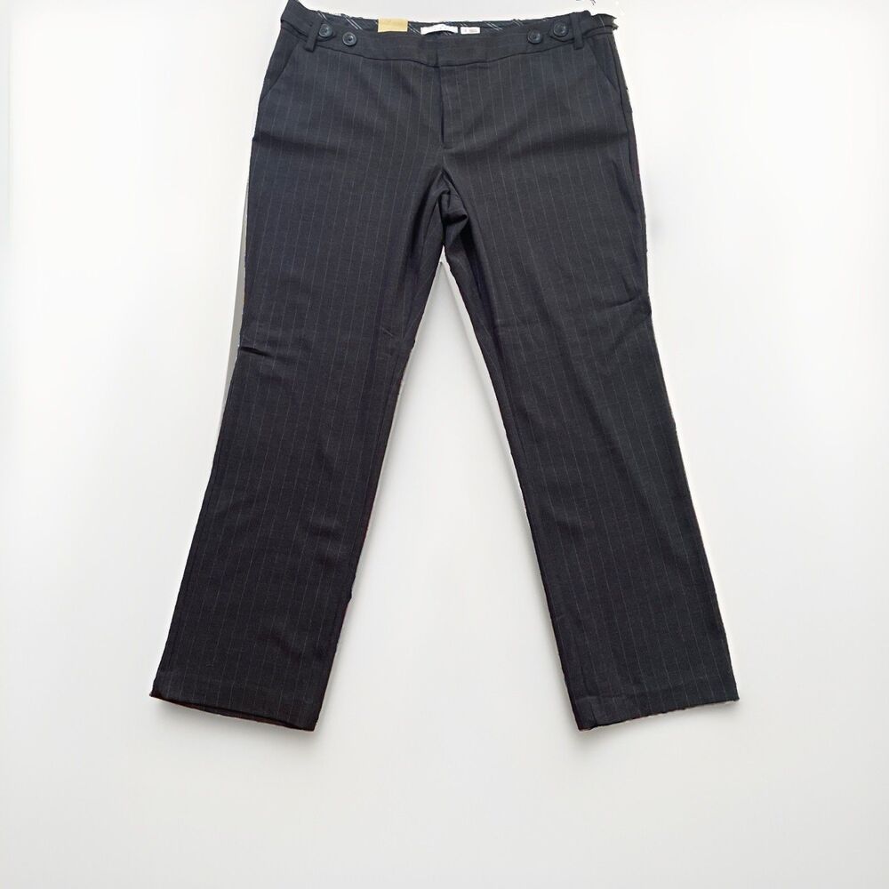 NWT Vintage Old Navy Classic Rise Straight Leg Pants Sz 18 Gray Pinstripes